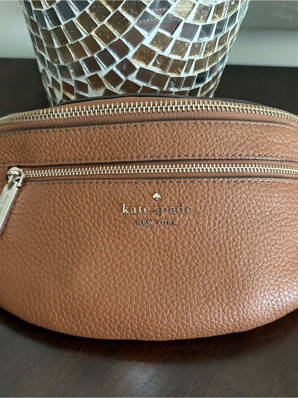 kate spade tan pebbled leather mini belt bag